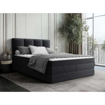 MIRJAN24 Boxspringbett POINT in Anthrazit, Liegefläche 140x200 cm – mit Bettkasten, Taschenfederkern